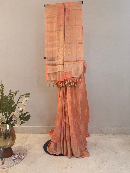 Fluid Grace Light Peach Saree