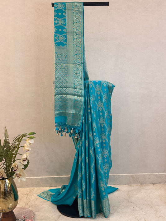 Fluid Grace Light Blue Saree