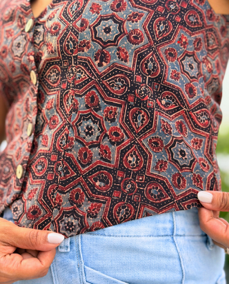 Black Ajrakh Waistcoat